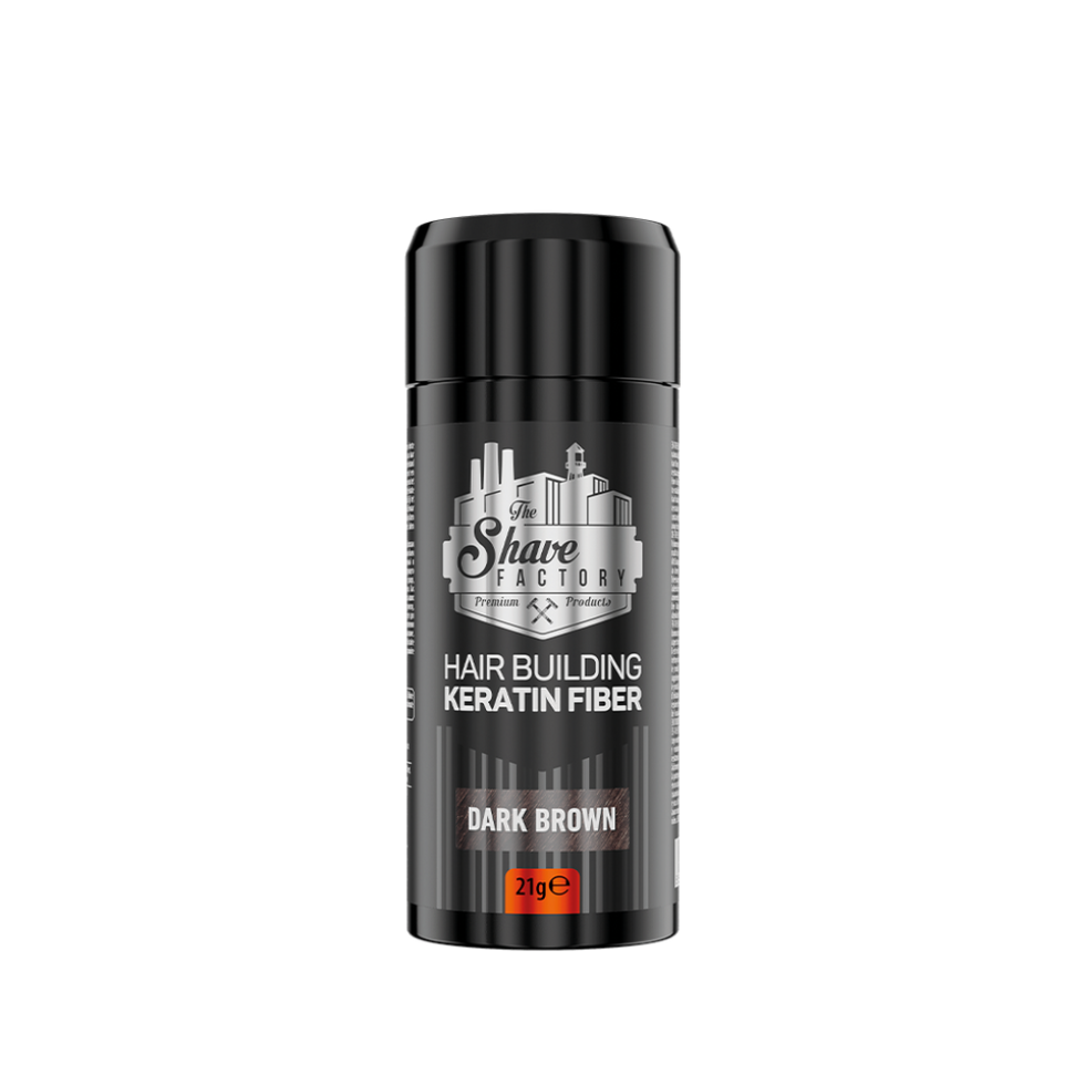 the shave factory hair building keratin fiber dark brown 22g for instant hair volume and natural fuller look
