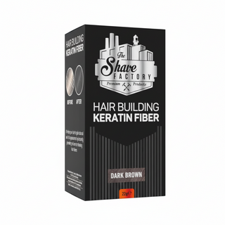 the shave factory hair building keratin fiber dark brown 22g for instant hair volume and natural fuller look
