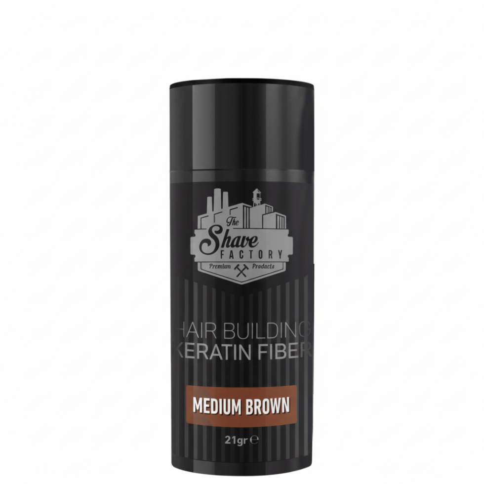 the shave factory hair building keratin fiber medium brown 22g for instant hair volume and natural fuller looking hair
