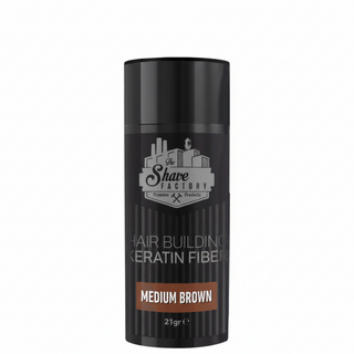 the shave factory hair building keratin fiber medium brown 22g for instant hair volume and natural fuller looking hair
