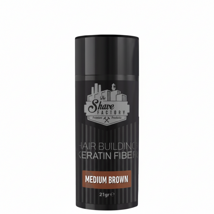 The Shave Factory Keratin Hair Fibers Medium Brown 22g | Fuller Hair Look