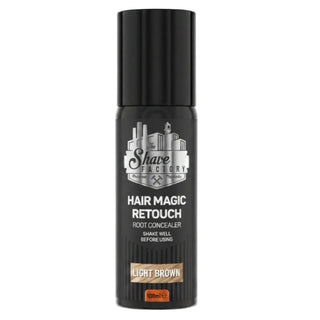 the shave factory hair magic retouch spray light brown 100ml temporary hair color spray for instant grey root coverage and natural light brown touch ups