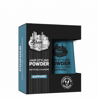 the shave factory sapphire powder wax for volume matte texture and flexible hold hair