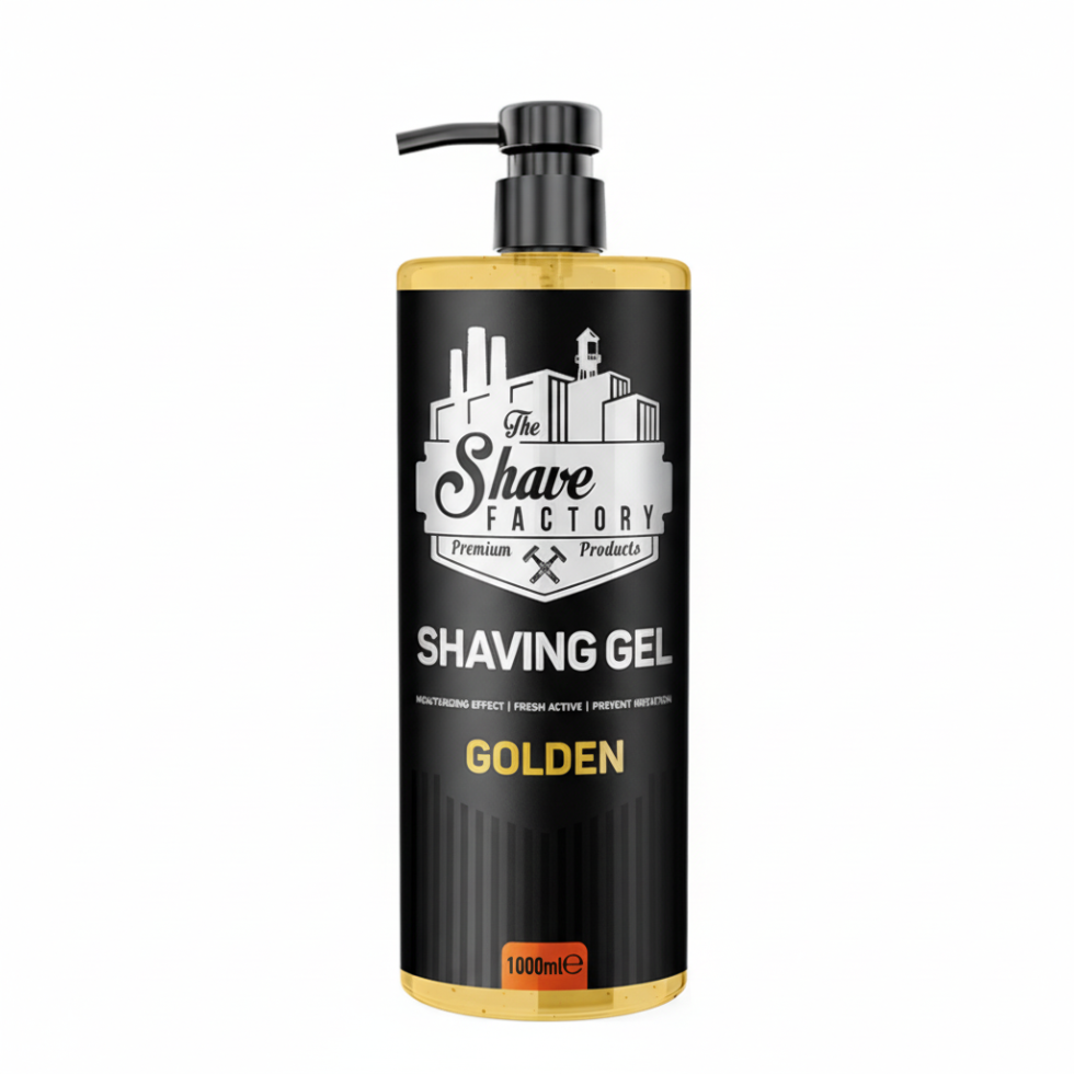 the shave factory golden shaving gel 1000ml cooling moisturizing smooth precise shave grooming