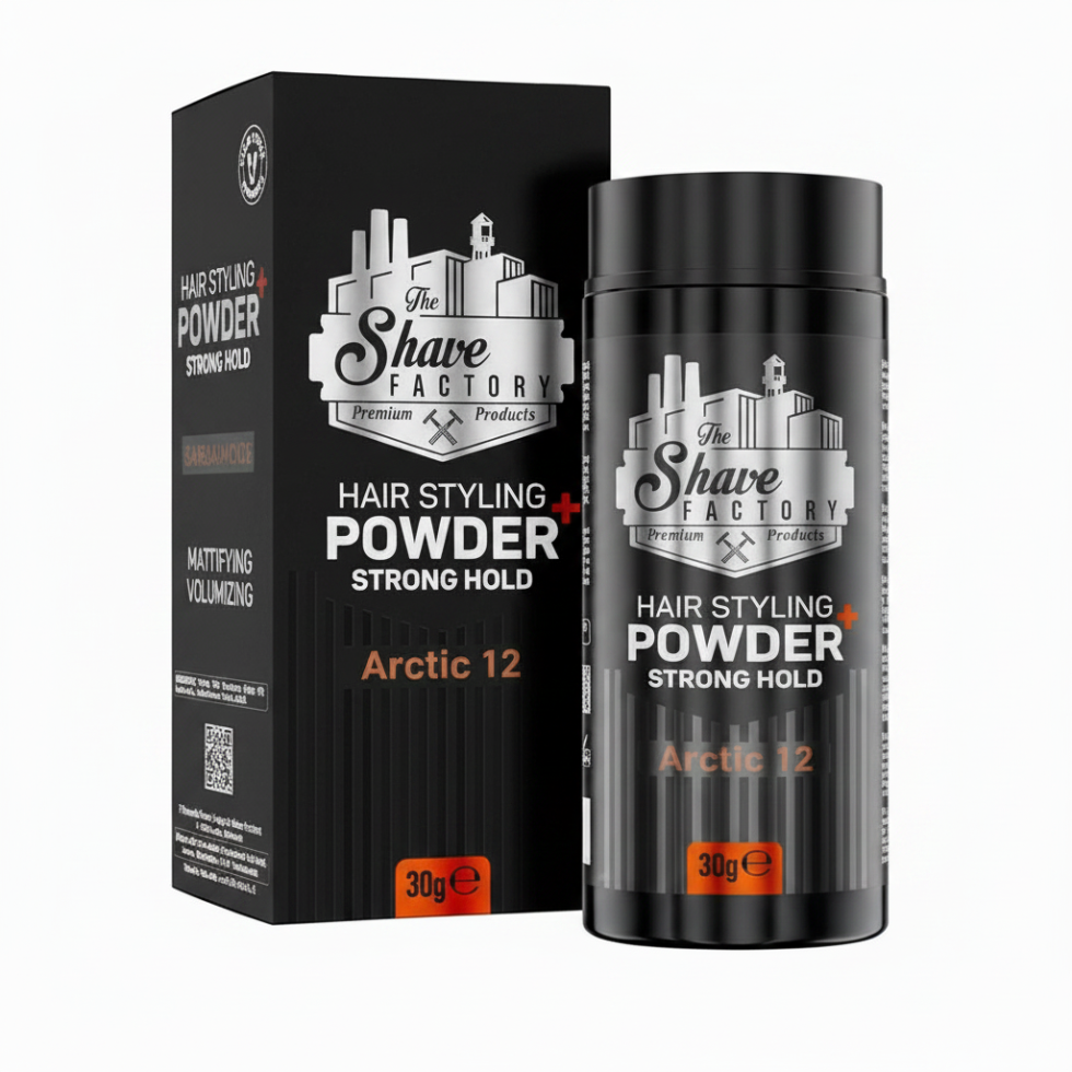 the shave factory arctic 12 styling powder for strong hold volume and matte textured hair