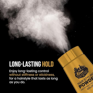 the shave factory golden styling powder for volume matte finish textured hair