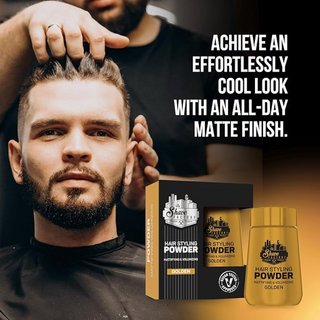 the shave factory golden styling powder for volume matte finish textured hair