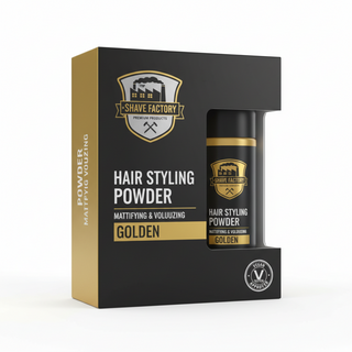 the shave factory golden styling powder for volume matte finish textured hair