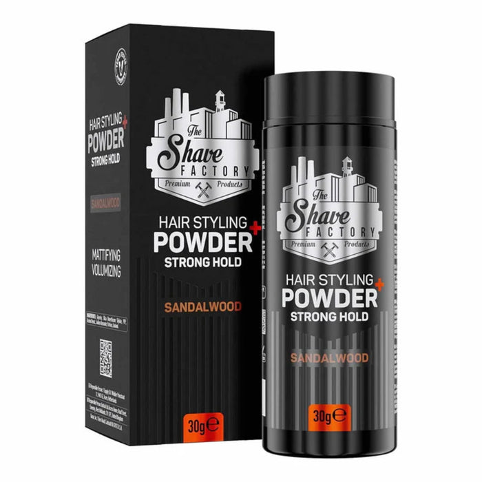 the shave factory sandalwood styling powder for strong hold volume matte textured hair