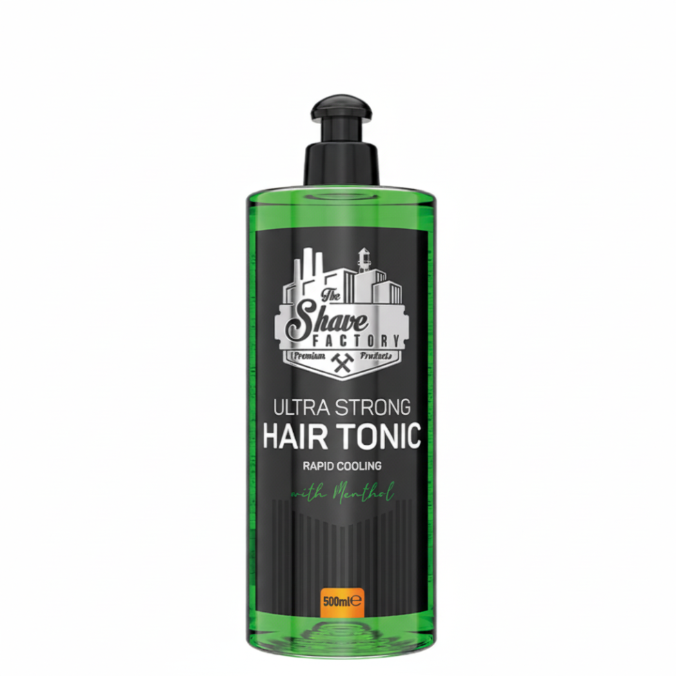 the shave factory ultra strong hair tonic 500ml menthol cooling scalp refresh stimulating hair care tonic
