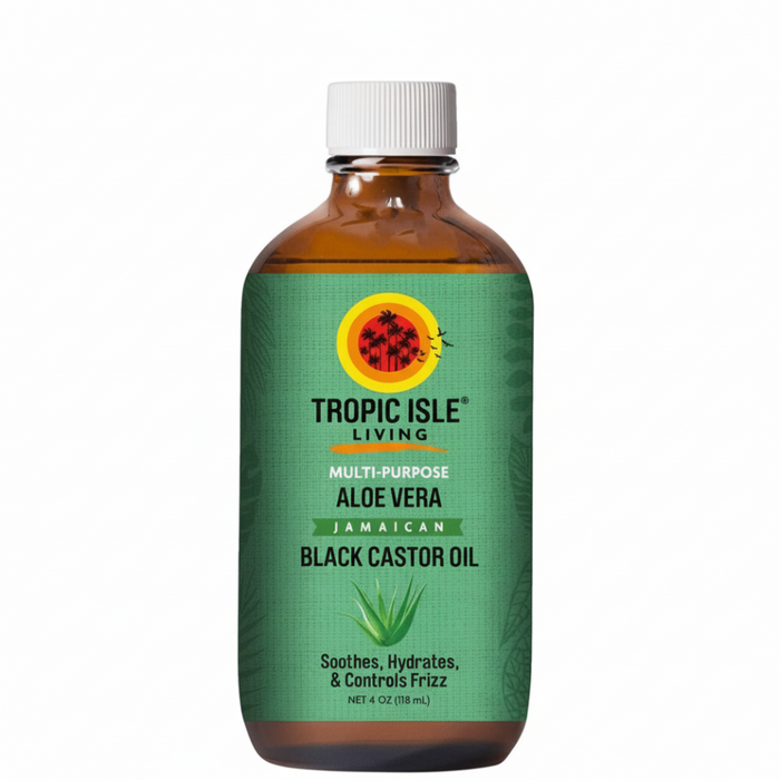 tropic isle aloe vera jamaican black castor oil 4oz for hair hydration smoothing frizz control and scalp nourishment treatment