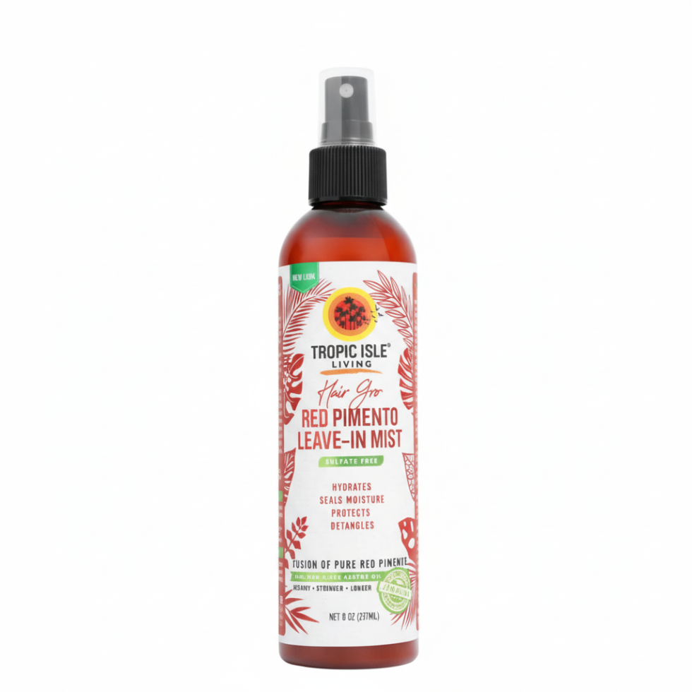 tropic isle living hair gro red pimento leave in mist for hair strengthening moisturizing frizz control and scalp care