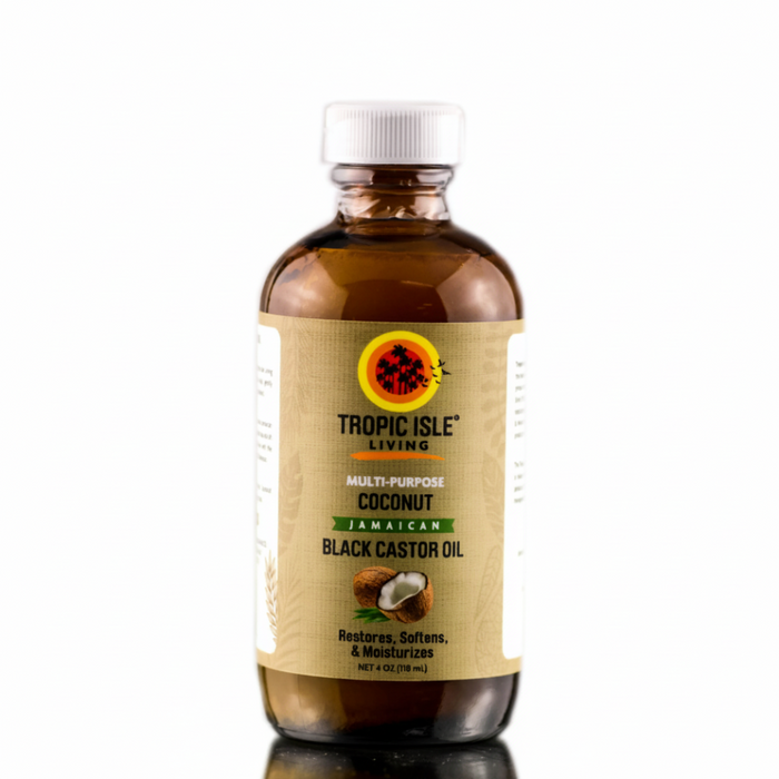tropic isle coconut jamaican black castor oil 4oz for hair restoration moisture softening and strengthening care treatment