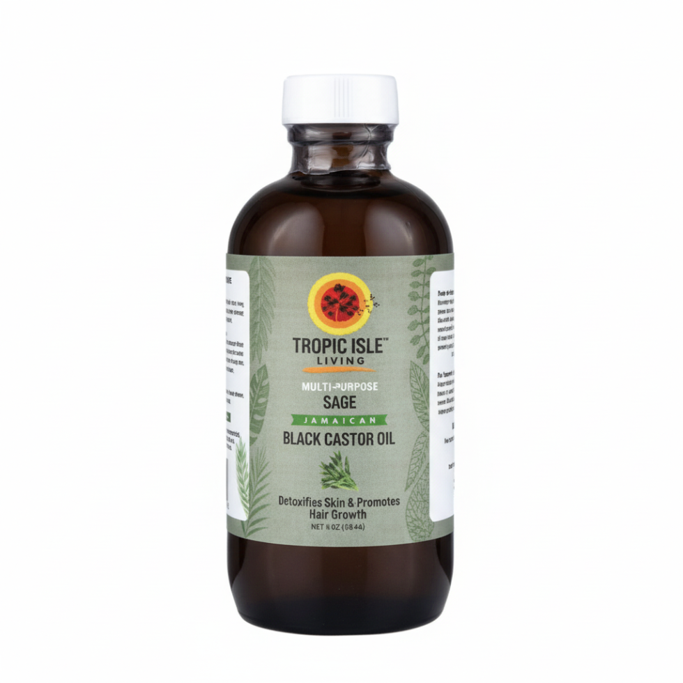 tropic isle sage jamaican black castor oil 4oz light blend for hair and skin nourishment scalp care and daily moisturizing treatment
