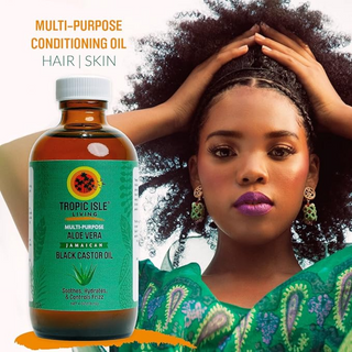 tropic isle aloe vera jamaican black castor oil 4oz for hair hydration smoothing frizz control and scalp nourishment treatment