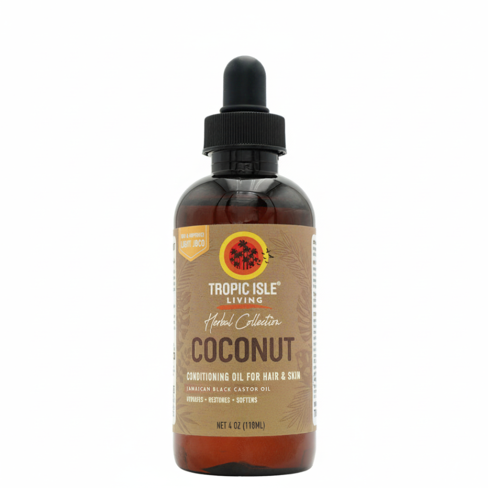 tropic isle coconut jamaican black castor oil conditioning oil for hair nourishment strengthening moisture and frizz control
