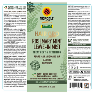 tropic isle rosemary mint leave in mist for hair hydration detangling frizz control and scalp refresh