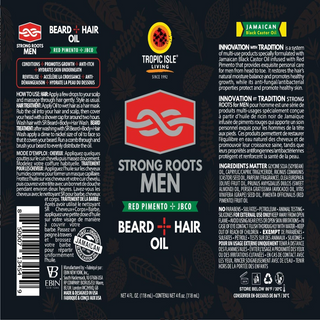 tropic isle strong roots beard and hair oil red pimento and jbco for growth shine and hydration