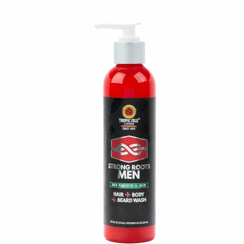 tropic isle strong roots hair body beard wash red pimento jbco cleansing hydration grooming product