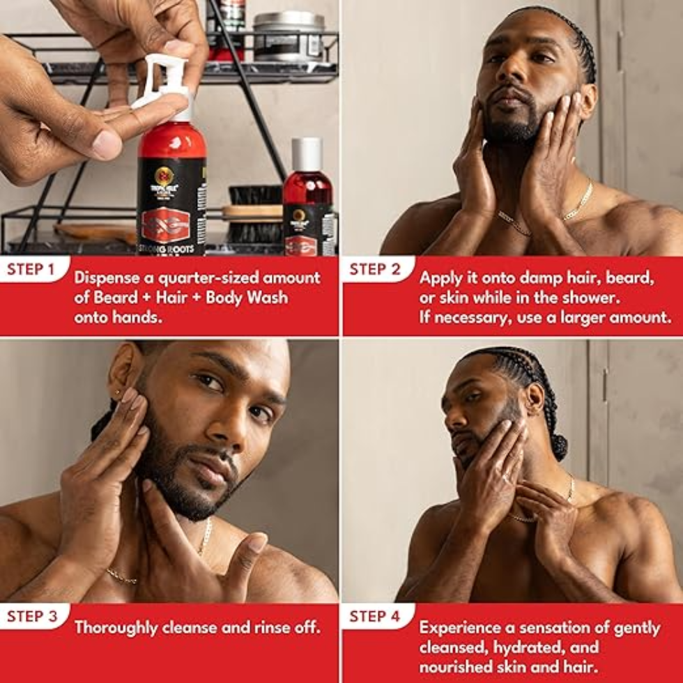 tropic isle strong roots hair body beard wash red pimento jbco cleansing hydration grooming product