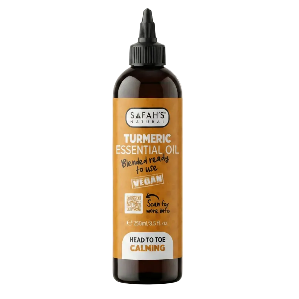 Turmeric Essential Oil 250ml supports glowing skin, reduces stress, and promotes wellness with antioxidant-rich natural aromatherapy care.