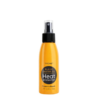 Tyche black castor oil heat protector 120ml hair heat protection spray for frizz control shine and damage protection during styling