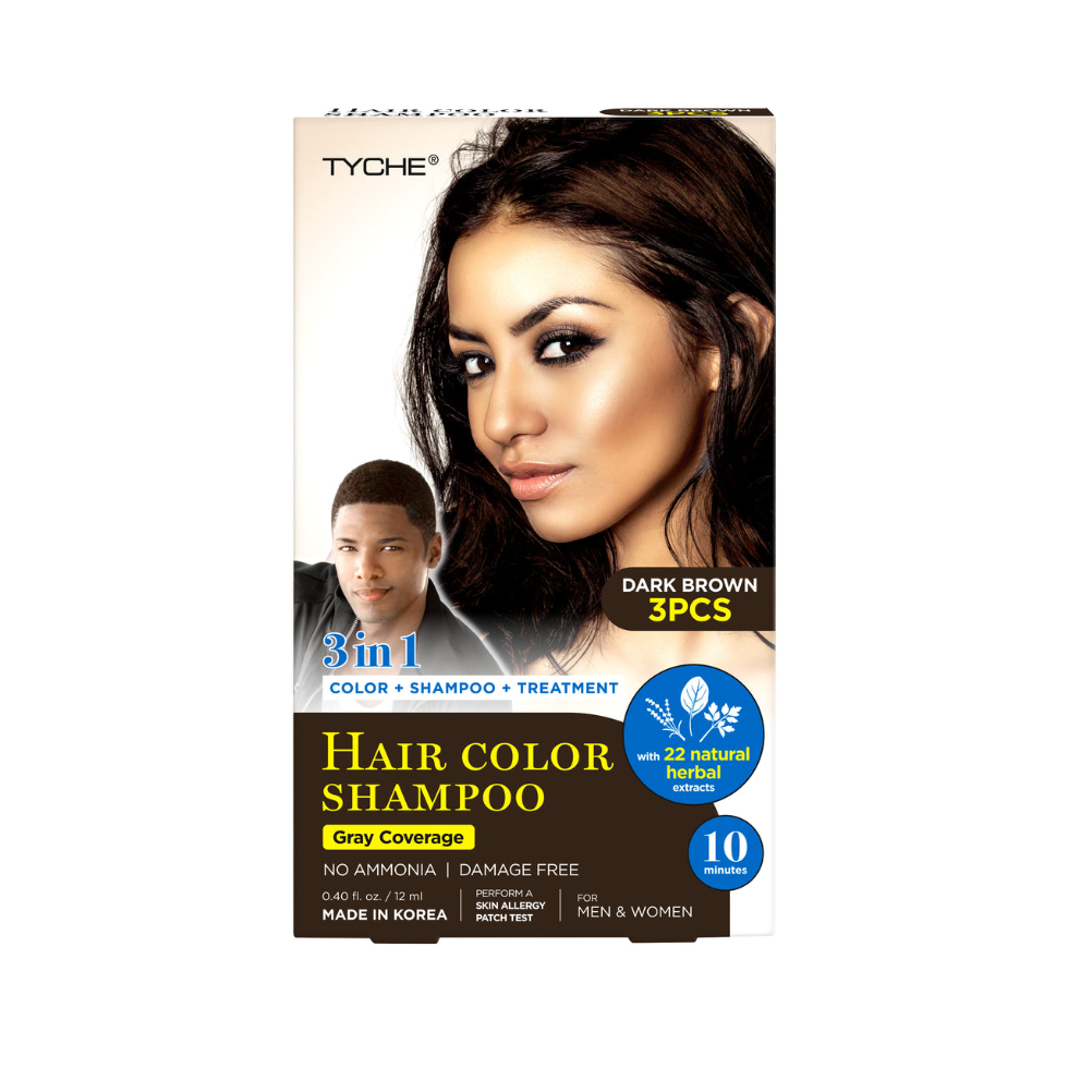 tyche dark brown hair color shampoo 3 in 1 ammonia free gray coverage shampoo and conditioner hair coloring 3pc set