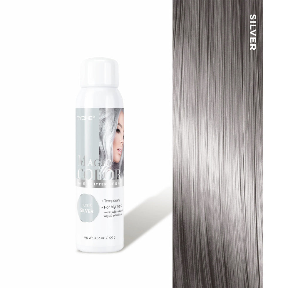 tyche hair color spray hlts16 silver temporary instant silver hair spray for metallic shine party styling and washable hair color transformation