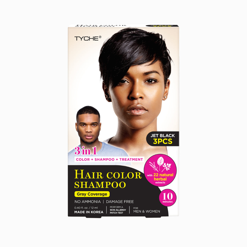 tyche jet black hair color shampoo 3 in 1 ammonia free gray coverage shampoo and conditioner hair coloring 3pc set