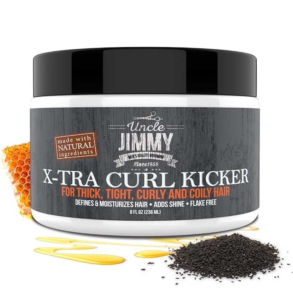 uncle jimmy x-tra curl kicker curl cream thick curly coily hair moisture definition anti frizz