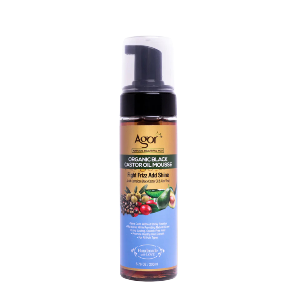 Agor Organic Black Castor Oil Mousse 200ml | Curl Definition Shine Frizz Control