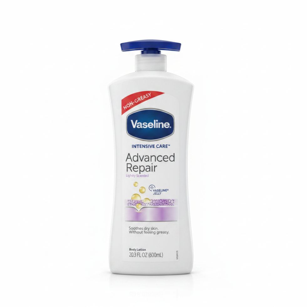 vaseline advanced repair lightly scented lotion 600ml dry skin deep hydration body lotion repair smooth soft skin care routine
