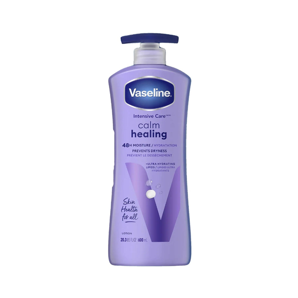vaseline intensive care calm healing lotion 600ml soothing dry skin repair hydrating body lotion smooth soft skin care routine