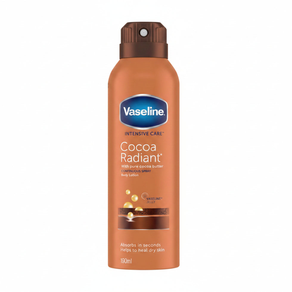 vaseline cocoa radiant spray moisturiser 190ml for very dry skin glow hydration non greasy