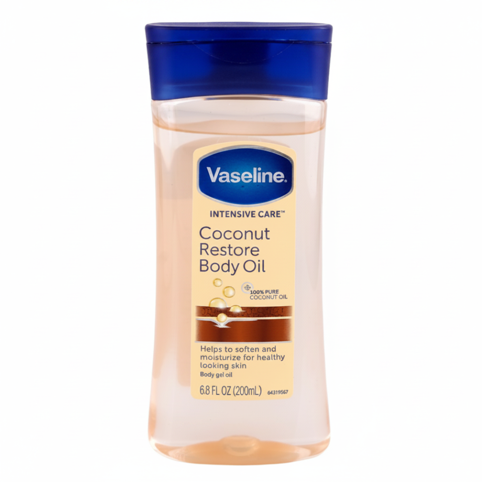 vaseline coconut restore body oil 200ml intensive care hydrating oil for smooth soft nourished skin