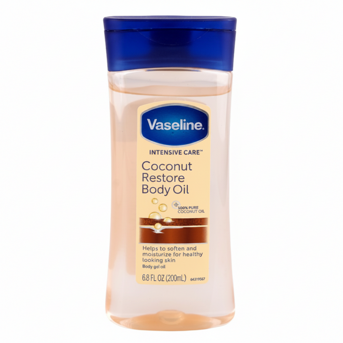 vaseline coconut restore body oil 200ml intensive care hydrating oil for smooth soft nourished skin
