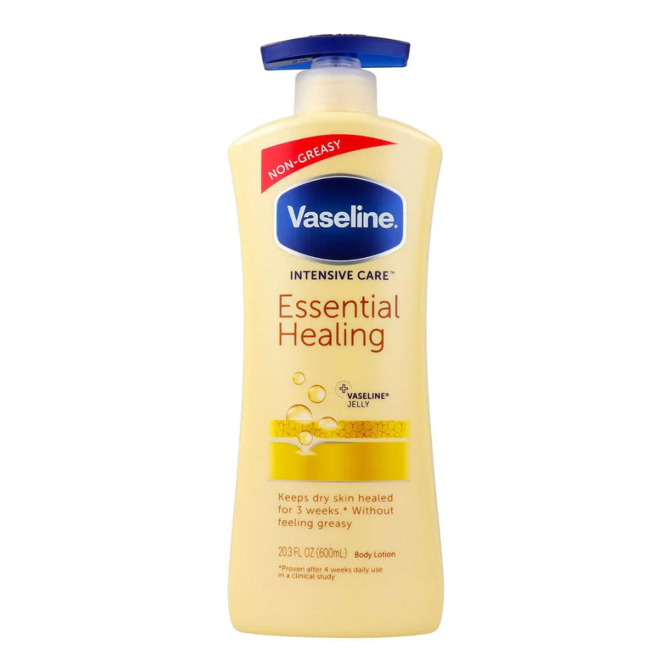 vaseline intensive care essential healing body lotion 600ml dry skin repair hydrating moisturizer smooth soft skin care routine