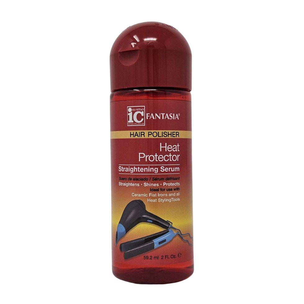 Fantasia IC heat protector serum 2oz 59ml straighten smooth shine hair serum for frizz free sleek and protected heat styled hair