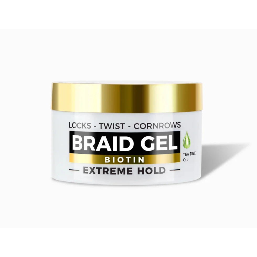 Tyche braid and lock gel 250ml extreme hold hair gel with biotin and tea tree oil for braids locs twists non flaky styling gel