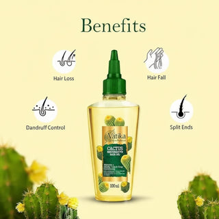Vatika cactus hair oil 100ml for deep hydration hair fall control soft smooth healthy shiny hair