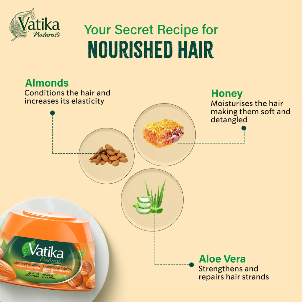 Vatika almond moisturizing hair cream 210ml for deep hydration smooth soft shiny healthy hair