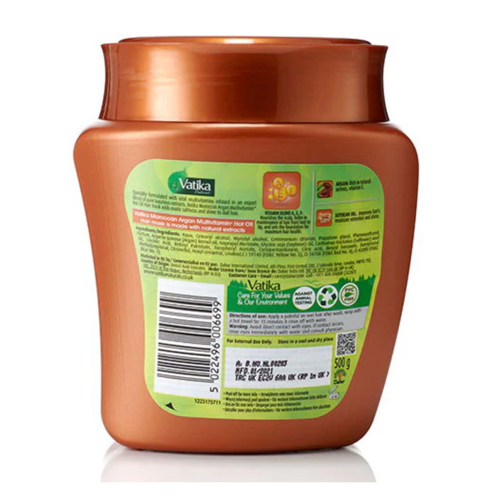 Vatika Naturals Moroccan Argan Hair Mask 500ml | Deep Repair, Shine & Hydration