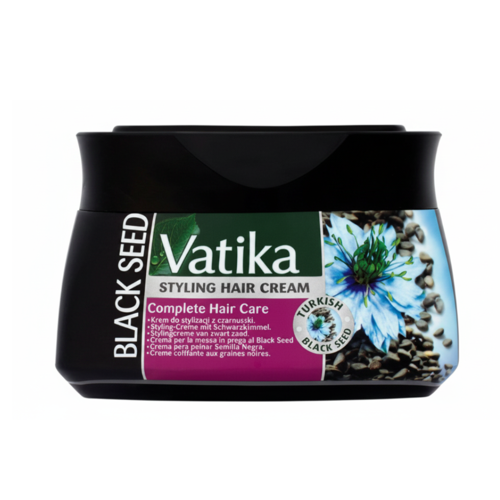 Vatika black seed styling hair cream 140ml for smooth styled shiny frizz free healthy hair