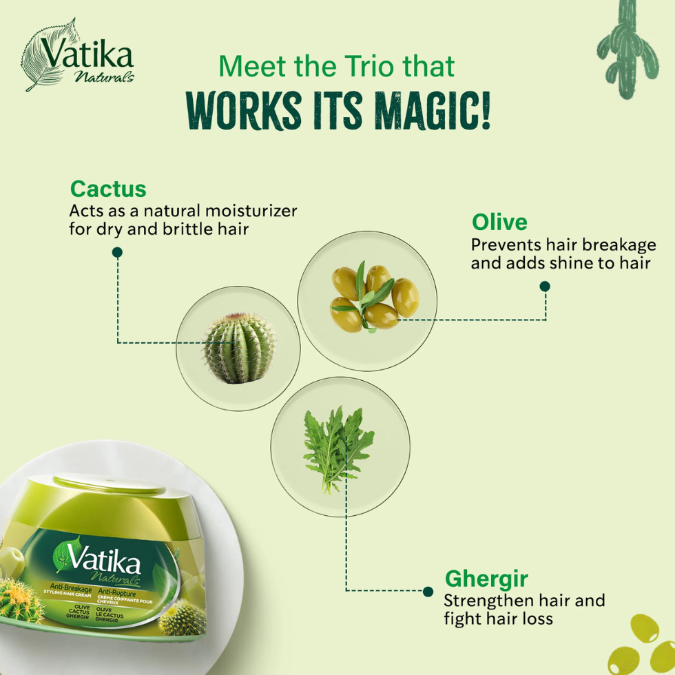 Vatika cactus anti breakage hair cream 210ml for strengthening smooth shiny healthy hair