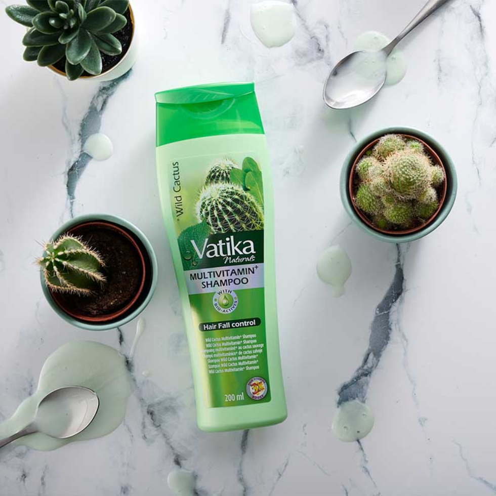 Vatika cactus multivitamin shampoo for hair fall control hydrated scalp soft healthy hair