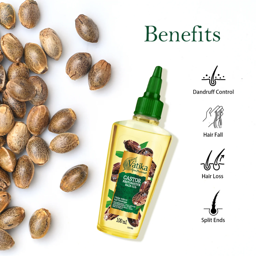 Vatika curls castor hair oil 100ml for afro curly hair growth strength shine soft defined curls