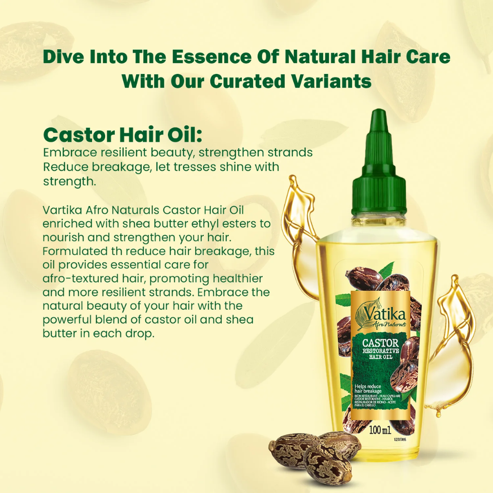 Vatika curls castor hair oil 100ml for afro curly hair growth strength shine soft defined curls