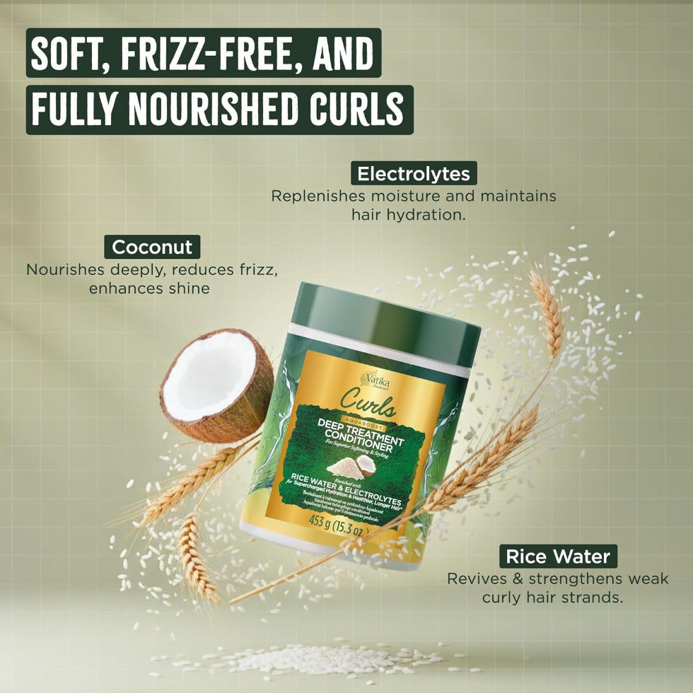 Vatika curls aquaboost deep treatment conditioner 453g for hydrated smooth frizz free shiny curls