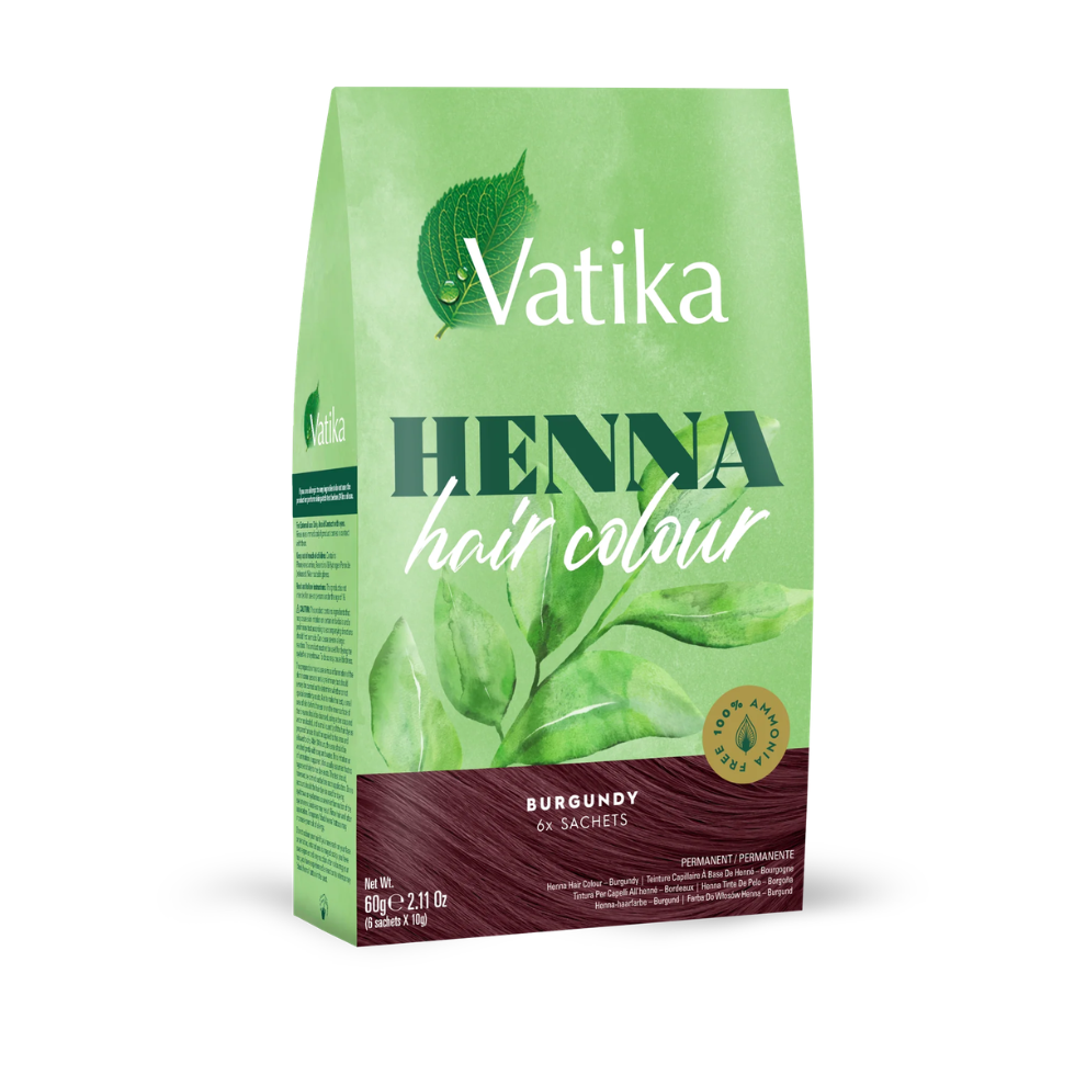 vatika henna hair colour burgundy 60g grey coverage shine herbal natural hair dye