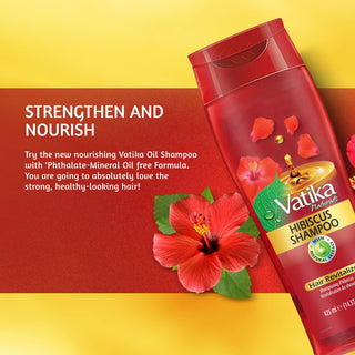 Vatika hibiscus oil shampoo 425ml for strengthening nourishing and smooth shiny healthy hair